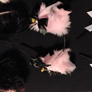 Pink and Black Furry Cat Ear Headband